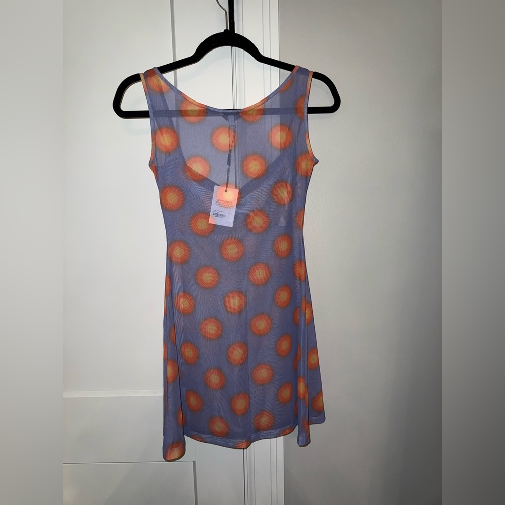 Miaou Purple and Orange Sheer Polka Dot Dress - Picture 2 of 2